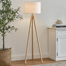 Carla Rubberwood Tripod Floor Lamp