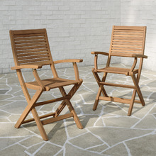 Lanai Eucalyptus Wood Outdoor Folding Dining Chairs (Set of 2)