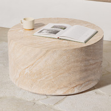 Lennox Round Travertine-Look Outdoor Coffee Table