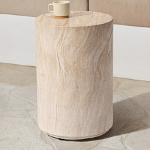Lennox Travertine-Look Outdoor Side Table