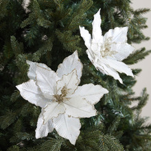 Set of 2 White Poinsettia Christmas Tree Clips