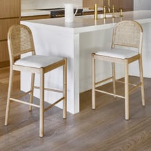 66cm Louie Arched Rattan & Solid Beech Wood Bar Stool