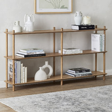 Natural Banjo 3 Tier Long Bookshelf