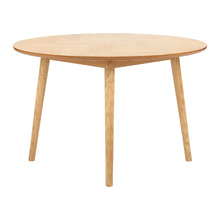 Dion Herringbone Oak Wood Round Dining Table