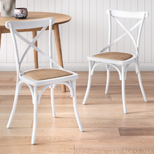 Bella Solid Cross Back Birch Wood Dining Chairs (Set of 2)