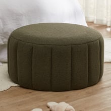 Ora Teddy Fabric Large Round Ottoman