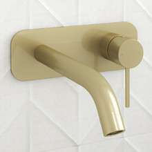 Clovelly Brushed Gold Curved Bath/Basin Wall Mixer Set