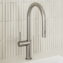 Clovelly Brushed Nickel Gooseneck Pull-Out Kitchen Sink Mixer