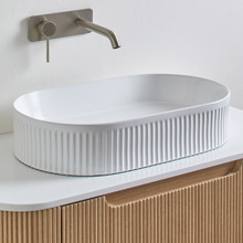 Kiora 580mm Gloss White Oval Ceramic Above Counter Basin