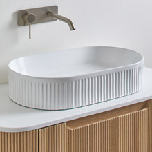 Kiora 580mm Matte White Oval Ceramic Above Counter Basin