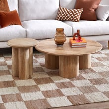Clover Round Mango Wood Coffee & Side Table Set