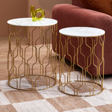 2 Piece Sophia Faux Marble Side Table Set