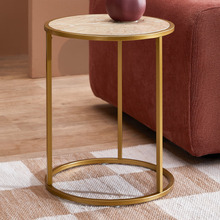 Zoey Travertine-Look Side Table