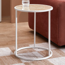 Zoey Travertine-Look Side Table