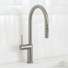 Clovelly Brushed Nickel Gooseneck Pull-Out Kitchen Sink Mixer