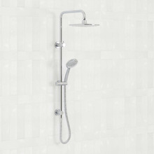 Clovelly Chrome Square Gooseneck Twin Shower