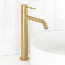 Clovelly Brushed Gold Curved Tall Basin Mixer