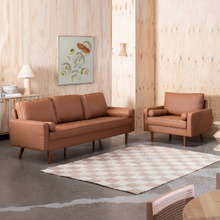 Stockholm Faux Leather Sofa & Armchair Set