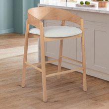 64.5cm Mattia Curved Back Solid Bar Stool