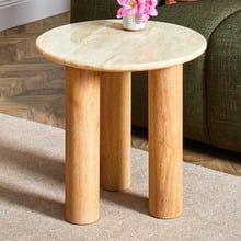Arabella Travertine Stone Side Table