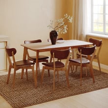 6 Seater Larsen Dining Table & Faux Leather Chair Set