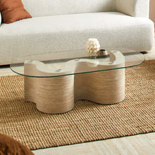 Willow Oval Travertine-Look Coffee Table