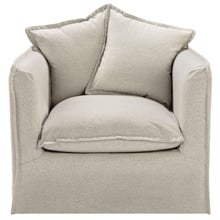 Montauk Upholstered Armchair & Slipcover Ottoman Set