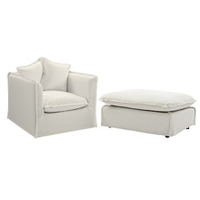 Montauk Upholstered Armchair & Slipcover Ottoman Set