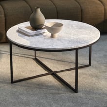 White Serena Round Carrara Marble Coffee Table