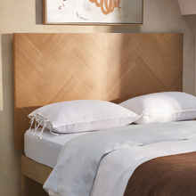 Dion Herringbone Queen Oak Wood Bedhead