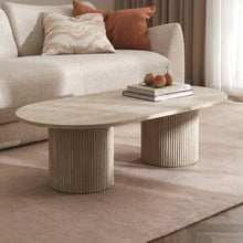 Tilly Oval Travertine-Look Coffee Table