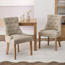 Beige Windsor Scoop Back Dining Chairs (Set of 2)