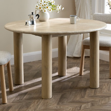 Asha Mango Wood & Travertine Dining Table