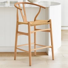 66cm Hans Wegner Wishbone Replica Solid Beech Wood Bar Stool