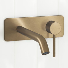 Clovelly 200mm Antique Brass Curved Bath/Basin Wall Mixer Set