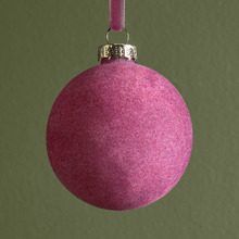 (Set of 6) Flocked Glass Christmas Baubles