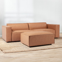 Russo 3 Seater Faux Leather Sofa & Ottoman Set