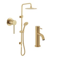 Clovelly Brushed Gold Mixer Tapware & 200mm Shower Package