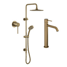 Clovelly Antique Brass Tall Mixer Tapware & Shower Package