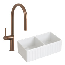Clovelly Bronze Pull-Out Sink Mixer & Bowral Fireclay Sink Package