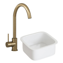 Clovelly Antique Brass Sink Mixer & Bowral 480mm Fireclay Sink Package