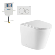 Myles Wall Faced Toilet Package with White Flush Button