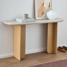 Talia Travertine-Look Console Table
