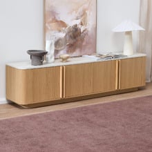 200cm Talia 4 Door Travertine-Look TV Unit