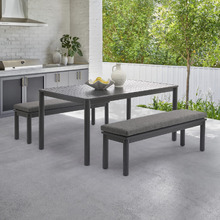 Kamari Aluminium Outdoor Dining Table & Bench Set