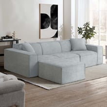 Cubo 4 Seater Chenille Modular Sofa & Ottoman Set
