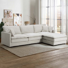 Coco 4 Seater Upholstered Semi-Compressed Modular Sofa & Ottoman Set