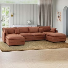 Coco 5 Seater Upholstered Modular Sofa & Ottoman Set