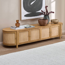 Alexandra Curved Mango Wood & Rattan TV Unit