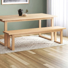 Ski-Leg Oak Wood Dining Bench